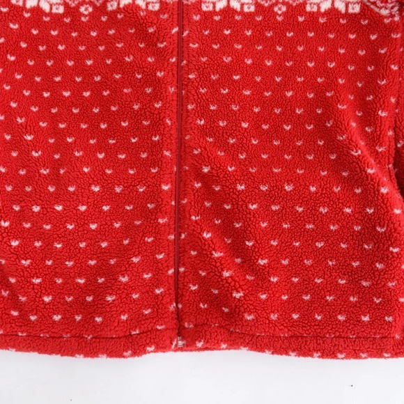 Vintage Norther Reflections Red & Cream Winter Design Fleece Zip Up Sweater Med - Picture 7 of 13